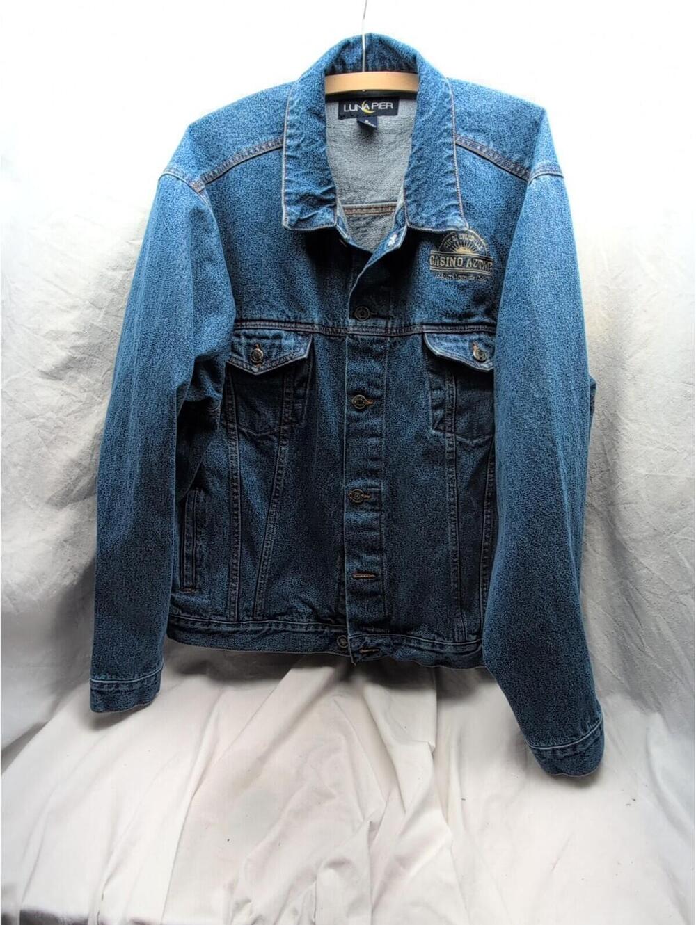 90s Vintage Evansville Indiana Casino Aztar Denim Jean Jacket Grunge Gambling XL